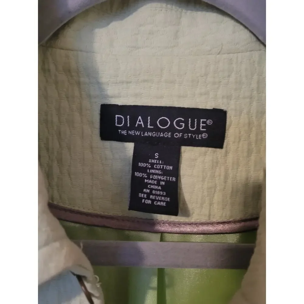 Dialogue Women’s Lime Green Long Sleeve Trench Coat Jacket Size Small